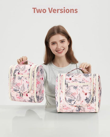 Narwey Small Hanging Toiletry Bag Women Travel Makeup Bag Organizer Toiletries Bag for Travel Size Essentials Accessories Cosmetics(Medium, Beige Bird)