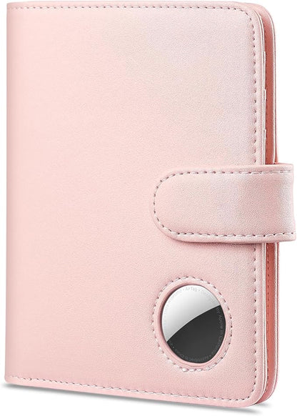 Passport Holder for Travel with AirTag Holder- Leather RFID Blocking Travel accessories with 5 Cards Slot&1ID Window,Magnetic Closure,Gift Box(Air Tag Not Included)