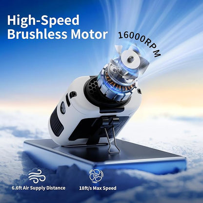 Socool 10000mAh Portable Waist Fan Clip on Wearable Belt Personal Fan Rechargeable Battery operated With 5 Speeds & Flashlight Neck Fan Hands-Free 40H Cooling For Outdoor Camping Travel (White)