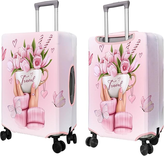 Travel Luggage Cover Suitcase Protector Fits 18-32 Inch Wheel Covers PatternedTravel Related Items Flower Luggage Protector Elastic M