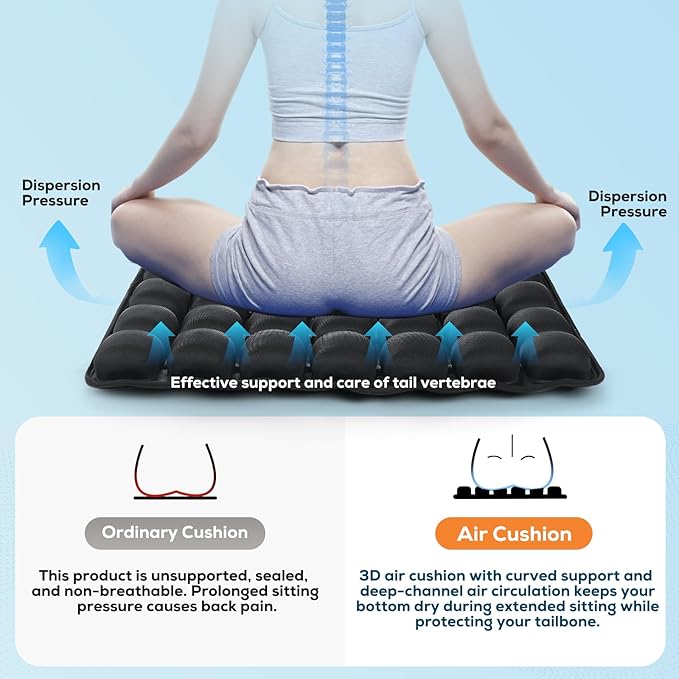 REDOFF®Inflatable Travel Seat Cushion，Portable seat Cushion, Suitable for Airplane Seats, Long-Distance Travel Seats, Office wheelchairs - Compact, Lightweight and Ergonomic Support.