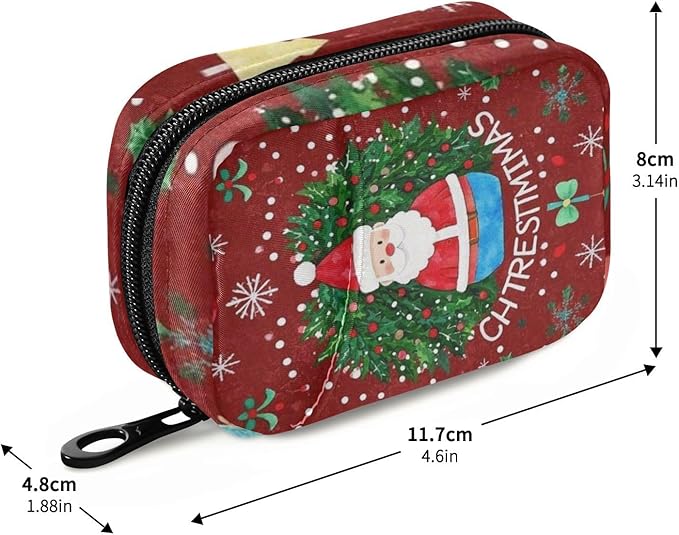 Pill Organizer Box Case Weekly Travel Pill Container Holder 7Day Cute Vitamin Organizer Dispenser Sorter Planner Storage Small Compact Santa Claus Wreath Christmas Tree Snowflakes Colorful15