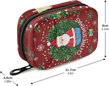Pill Organizer Box Case Weekly Travel Pill Container Holder 7Day Cute Vitamin Organizer Dispenser Sorter Planner Storage Small Compact Santa Claus Wreath Christmas Tree Snowflakes Colorful15