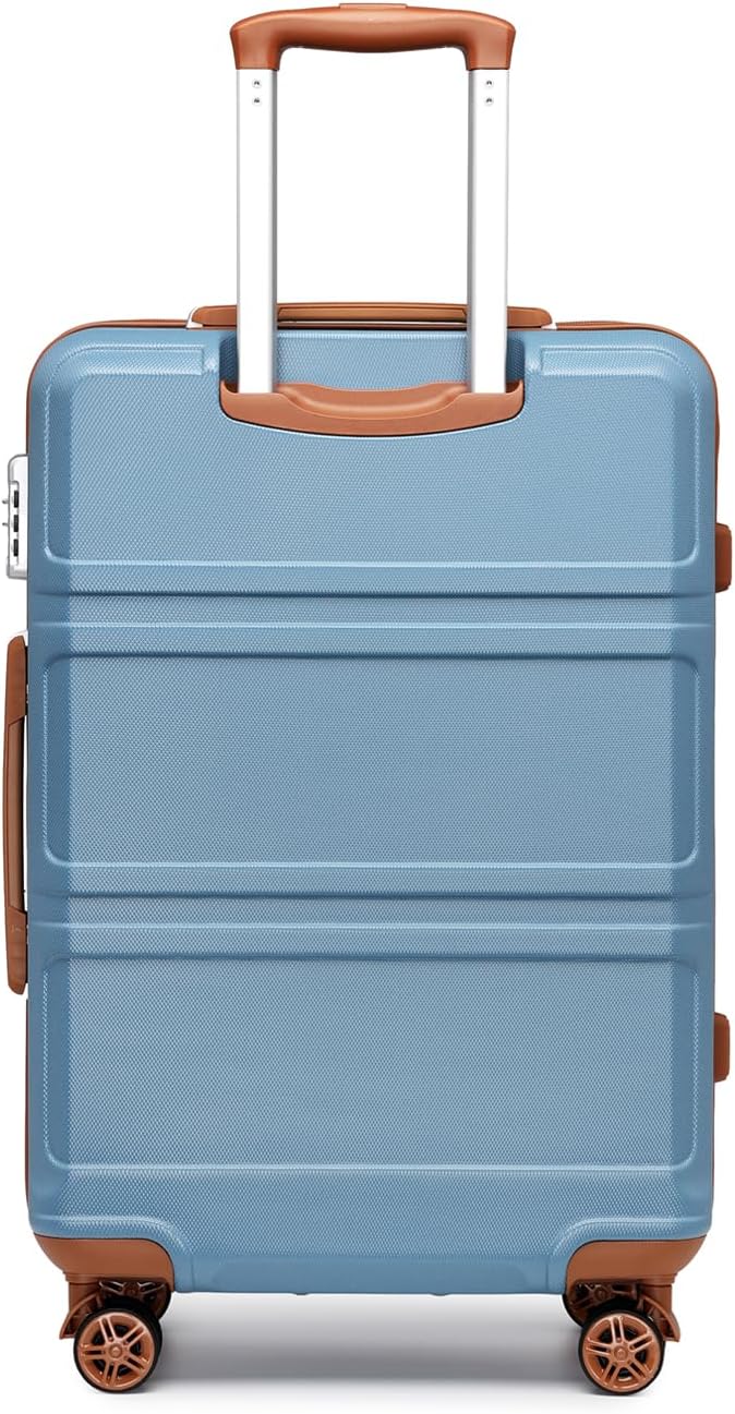Kono 4 Piece Luggage Sets Expandable(only 28") with Spinner Wheels TSA Lock Lightweight PC+ABS Hardside Travel Rolling Suitcases 20in 24in 28in Carry on and 12in Mini Cosmetic Case Apricot Blue