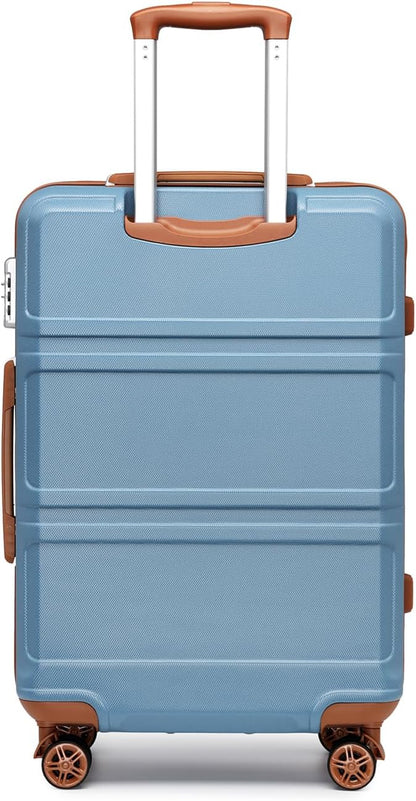 Kono 4 Piece Luggage Sets Expandable(only 28") with Spinner Wheels TSA Lock Lightweight PC+ABS Hardside Travel Rolling Suitcases 20in 24in 28in Carry on and 12in Mini Cosmetic Case Apricot Blue