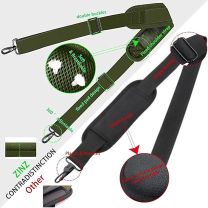 ZINZ Shoulder Strap Universal Bag Strap - 78" Ultra-Thick Padded with Dual Balanced Adjustable Buckles for Briefcase, Travel, Sports, Laptop, Crossbody Bag，Army Green