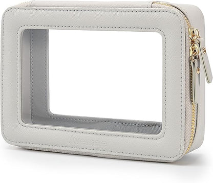 Aveniee Clear Makeup Bag Organizer,Travel Toiletry Bag for Women,Waterproof Cosmetic Pouch with Zippers,Car Accessories Organizers and Storage Case,Grey