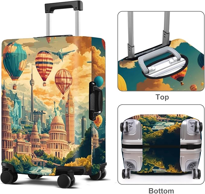 Luggage Cover Washable Suitcase Protector Anti-scratch Suitcase cover Fits 20-34 Inch Luggage (Balloon, M(24-26inch suitcase))