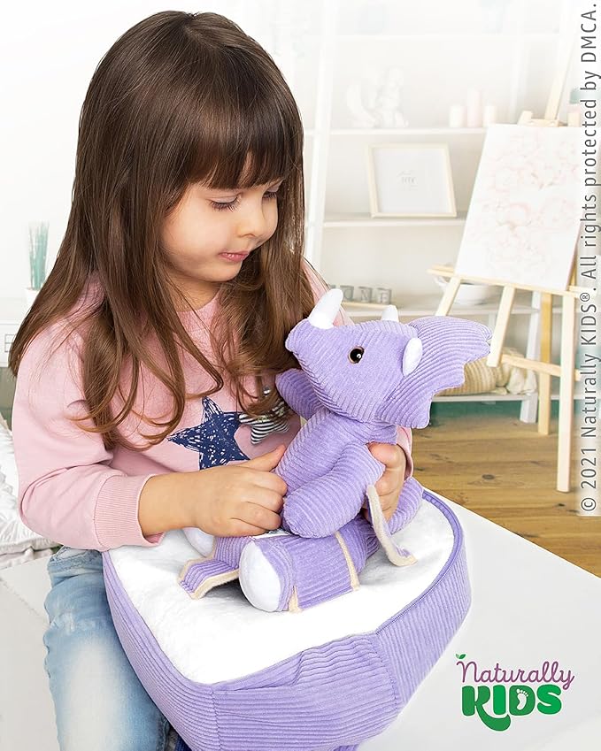 Naturally KIDS Purple Dinosaur Toys for Girls, Triceratops Toy, Dinosaur Gifts for 2 3 Year Old Girls, Toddler Backpack