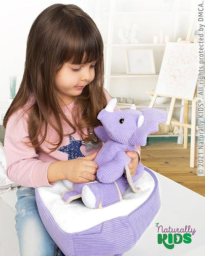 Naturally KIDS Purple Dinosaur Toys for Girls, Triceratops Toy, Dinosaur Gifts for 2 3 Year Old Girls, Toddler Backpack