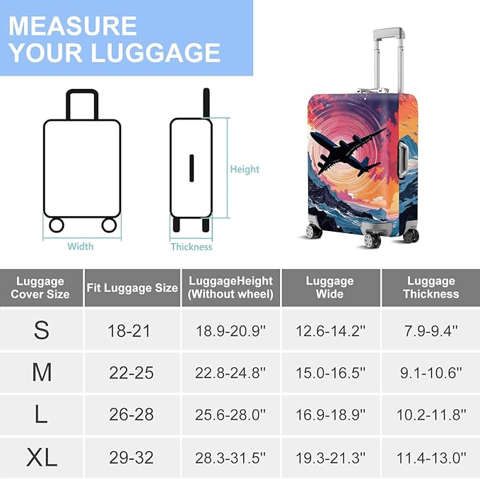 ANNA QUEEN Travel Luggage Cover Suitcase Protector Suitcase Cover Anti-Scratch,Stretchable Bag Cover Washable Durable Polyester with Elastic Hem with Zipper Closure