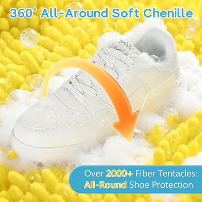 2 Pack Shoe Washing Bags with 2 Shoe Bags for Travel & 1 Shoe Brush - 360° Deep Clean for Sneakers/Tennis Shoes, Reusable with Self-locking Zipper & Microfiber Lining