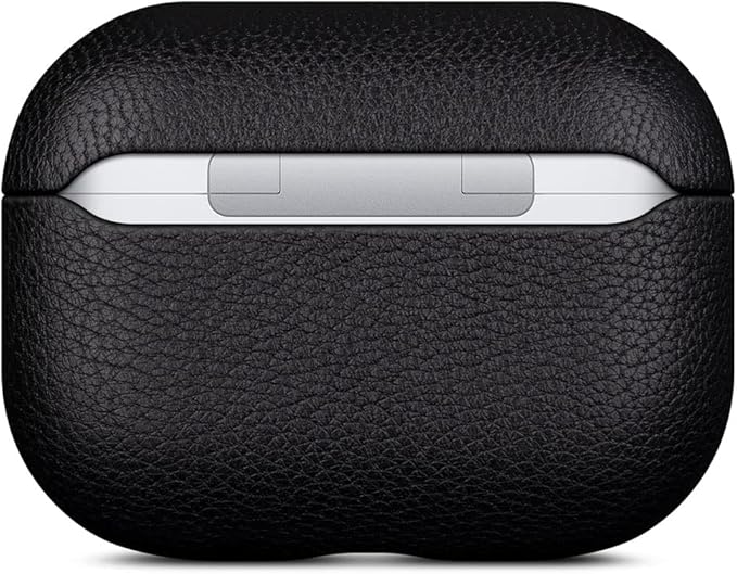 Lopie Handmade AirPods Pro 2 Leather Case Cover, Protective Case Fully-Wrapped with Lambskin Leather - Retail Packaging - Black