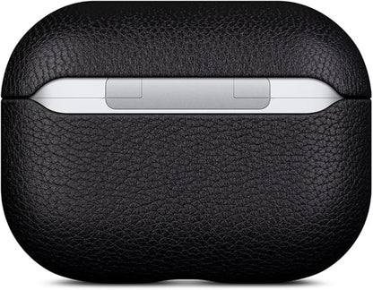 Lopie Handmade AirPods Pro 2 Leather Case Cover, Protective Case Fully-Wrapped with Lambskin Leather - Retail Packaging - Black