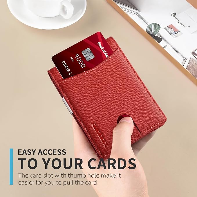 RUNBOX Money Clip Slim Wallets for Men RFID Blocking 11 Card Holder Minimalist Small Leather Bifold Men's Front Pocket Wallet Gift Box