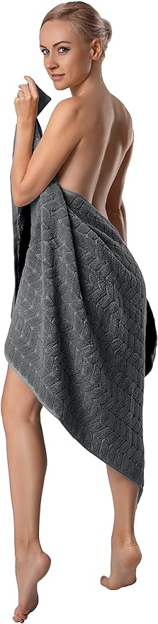 BAGNO MILANO Turkish Cotton Ultra-Soft Plush Absorbent Quick Dry Bathroom Towel Set, Made in Turkey (Gray, 2 pcs Bath Towel Set)