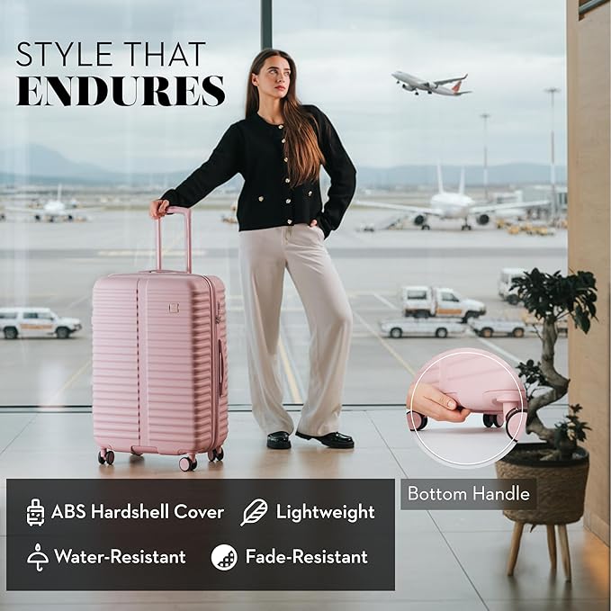 Nine West Suvi 28 Inch Hardshell Spinner, Large Expandable Checked Luggage, Extra Capacity Suitcase for Extended Travel Muted Lilac