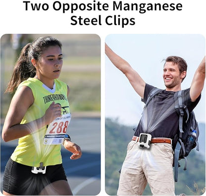 Socool Portable Waist Fan Clip on Wearable Belt 5000mAh Rechargeable Personal Fans, 25H Shirt Fan Cooling, 4 Speeds 13000RPM Battery Operated, Neck Fan Hanging for Outdoor Camping Travel Jobsite