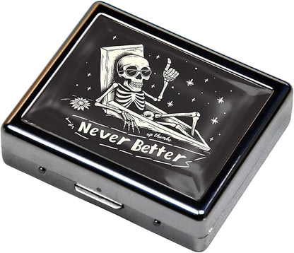 7 Days Chromed Shiny Silver Pill Organizer with Mirror Inside Has 8 Separate Compartments Rectangle,Versatile Storage for Medication - Ideal Travel Accessory (Better)