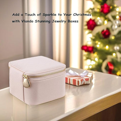 Vlando Travel Jewelry Box Organizer - 6 Small Velvet Zipped Pouches Pockets for Jewelries Necklaces Rings Earrings Sorting Storage, Rosy Mauve