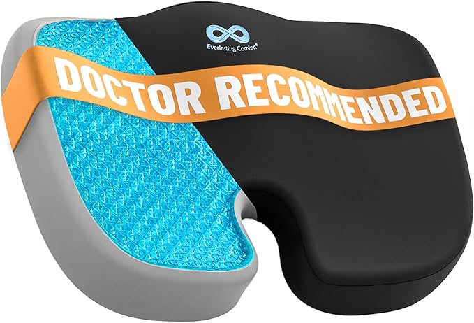 Everlasting Comfort Doctor Recommended Memory Foam Seat Cushion for Office Chairs & Car Seat - Ergonomic Office Desk Accessories for Tailbone Pain Relief, Sciatica & Back Support