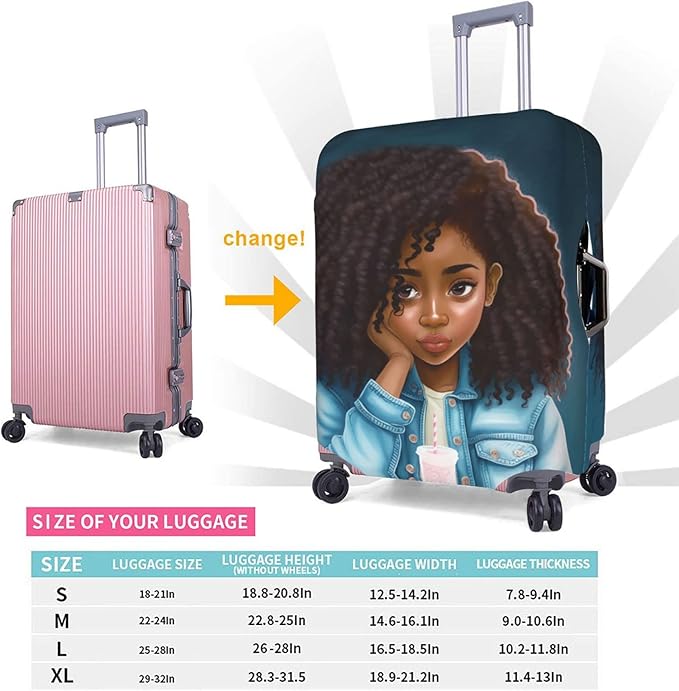 Suitcase covers for luggage luggage cover for Suitcase Washable Suitcase Protector Anti-scratch Suitcase cover Small African American Black Girl style76