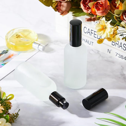 Roshtia 30 Pcs 3.4 oz/ 100 ml Black Glass Spray Bottle Refillable Perfume Atomizer Clear Decorative Empty Bottles with Fine Mist Sprayer Pump for Face Body Travel
