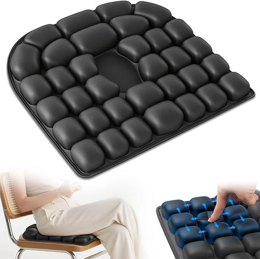Inflatable Seat Cushion, Airplane Seat cushion for Long flights Without Air Pump, Pressure Relief Seat Cushion, Wheelchair cushions Applicable to Various Scenarios, Relief Discomfort in Coccyx&Buttock