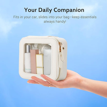 Aveniee Clear Makeup Bag Set (2-Piece Mini & Midi) - Travel Toiletry Organizer for Women, Waterproof Cosmetic Pouch & Car Accessory for Travel Size Toiletries, White