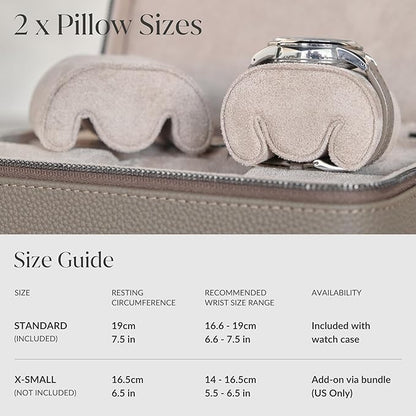 TAWBURY Luxury Leather Watch Box Unisex – Mens Travel Watch Case Zipper Closure | Taupe Top-Grain Genuine Leather Watch Travel Roll | Real Leather Watch Boxes for Men Travel | 3 Watch Carrying Case