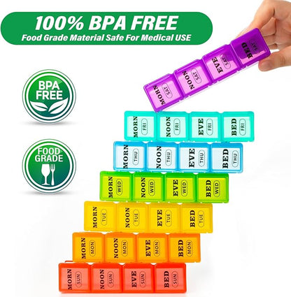 XL Large Weekly Pill Organizer 4 Times a Day, 7-Day Pill Boxes and Organizer AM PM, Big Compartments Pill Case, Monthly Medication Organizer 28 Days Dispenser for Fish Oils