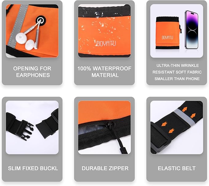 Running Belt Waist Fanny Pack: Slim Phone Holder Workout Pouch for Walking JoggingOrange