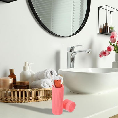 uxcell 2Pcs Travel Toothbrush Case, 7.9x2.4x2.4 Portable Travel Toothbrush Holder with Stripe, Plastic Toothpaste Container for Bathroom, Gym, Business Trip, Camping, Blue