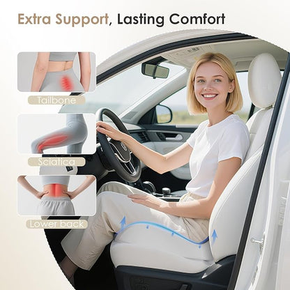 FLORICH Seat Cushion, Memory Foam Seat Cushion for Car Office Chair, Ergonomic Office Seat Chair Cushion for Sciatica Pain Relief, Larger Seat Cushion for for Long Sitting Office Workers - Grey