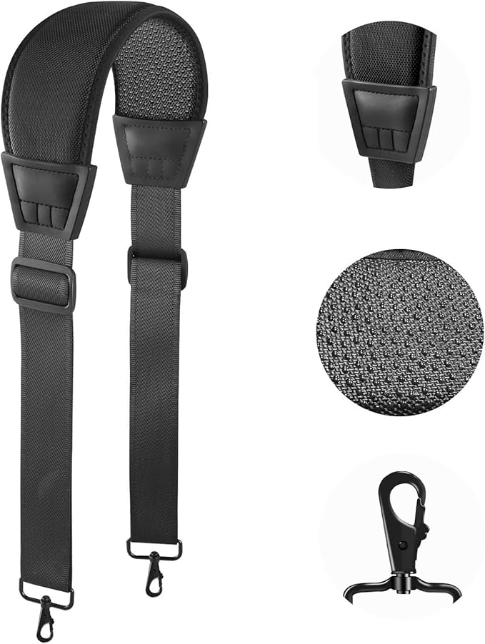 67inch Silica Gel Shoulder Strap, Replacement Laptop Strap, with Cushioned Shoulder Pad and Metal Swivel Hooks, Fits Duffle, Messenger, Luggage, Camera, Gym Bag(Anti-Slip Texture)