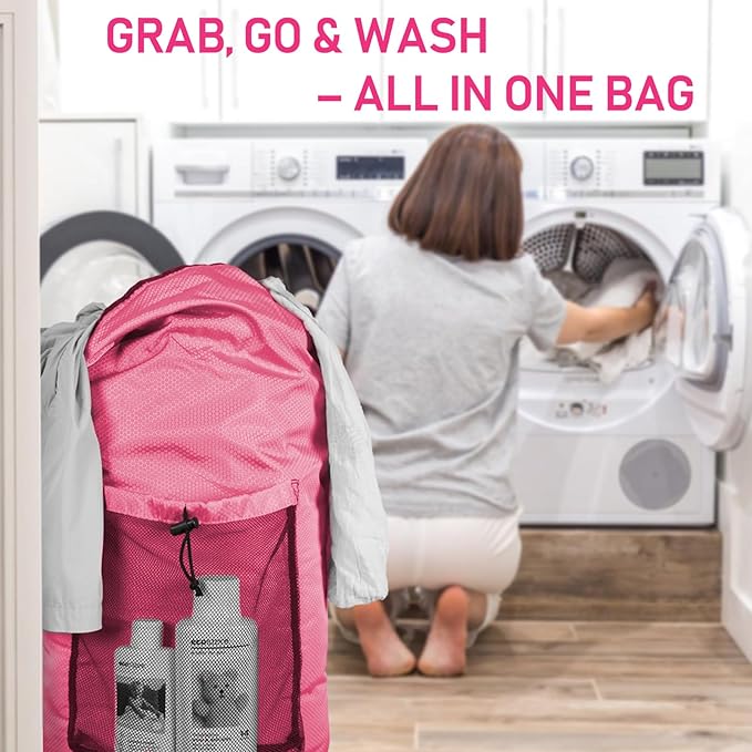 Laundry Bag Backpack Large Travel Laundry Bag with Adjustable Shoulder Straps Portable Laundry Hamper for College, Dorm, Apartment Camp