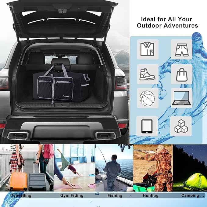 Woogwin Travel Duffel Bag Large Foldable Waterproof Overnight Bag for Beach Swim Bags Pool Sports Gym