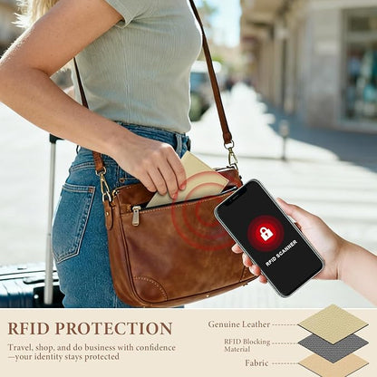 Genuine Leather Passport Holder for Women Men, Hidden Airtag Pocket, RFID Blocking, Zippered Coins Pocket & Cash Compartment Travel Gifts Essentials Passport Cover Case - Warm Grey