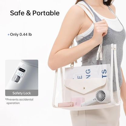 JISULIFE Portable Handheld Fan, 4000mAh Rechargeable Mini,Up to 22 Hours Cooling,5 Speed Strong Wind, Handheld Personal Fan for Travel Outdoor Camping Beach Makeup（Gray）