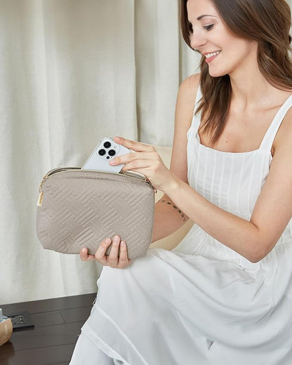 BAGSMART Electronics Organizer Travel Case, Cable SD Card Phone Accessories Organizer Bag for Women Travel Essentials, Warm Grey