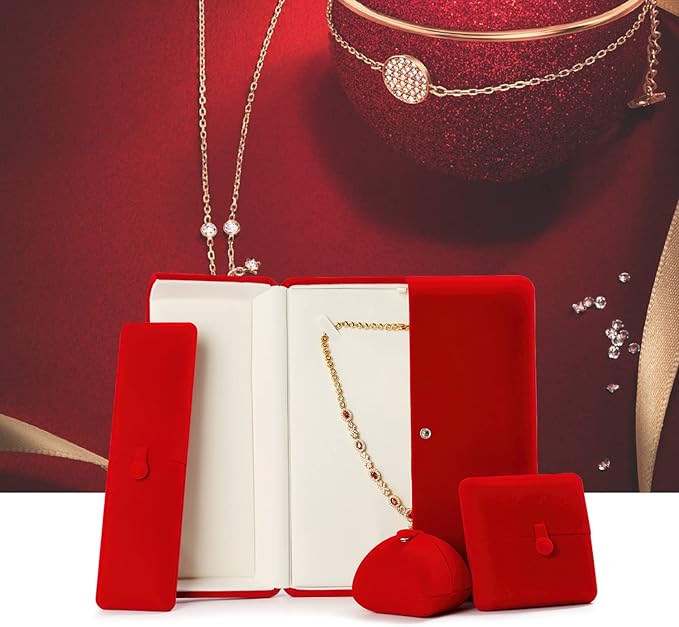 Oirlv Premium Velvet Big Necklace Gift Box Jewelry Box for Women Long Necklace Storage Case