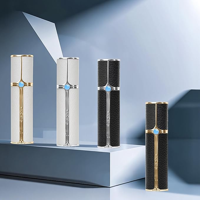 CF01BKG Leather Perfume Bottle 10ml – Bottom-Fill Refillable Dispenser, Leak-Proof & Portable for Men & Women, Ideal for Travel, Gifting & Daily Use (CF01BKG)