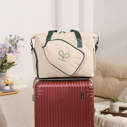 Personalized Duffel Bag Custom Sport Gym Travel Bags Embroidered Name Text Customized Dry Wet Separated Weekend Waterproof Bag for Women Men (D-Beige)