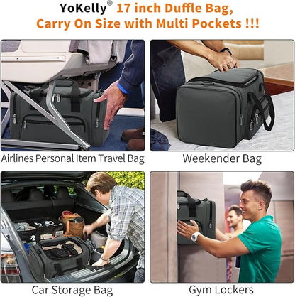 Small Gym Duffle Bag - 17 inch Carry On Weekender Bag for Travel Sport (17x10x9 in) - Dark Grey