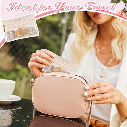 Uiifan Travel Jewelry Organizer Flannel Jewelry Bags Portable Jewelry Pouch with Zipper Pockets for Women Girl Gift