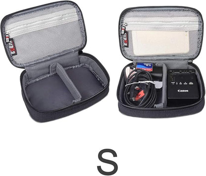 BUBM 3pcs Double Layer Electronic Organizer, Travel Gadgets Bag for Cables, External Flash Drive, Mouse, Memory Card, Power Bank and More, Compact and Multi-purpose, Black