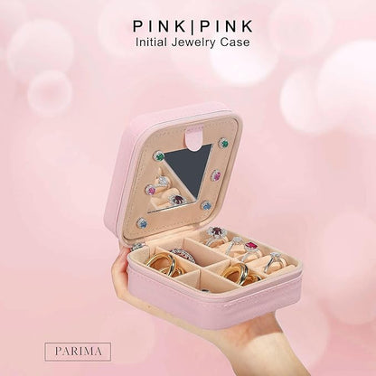 Parima Travel Jewelry Box for Girls Women, Jewelry Organizer Box | Personalized Jewelry Boxes for Women Girls Jewelry Box | Necklace Earrings Ring Box | Travel Jewelry Organizer Box, Pink