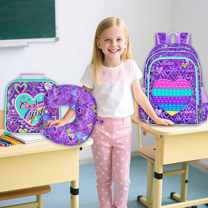 AGSDON 5 Piece Kids Luggage Set for Girls, Cute Rolling Wheels Suitcase for Toddler, Children Travel Carry on Suitcase -Love