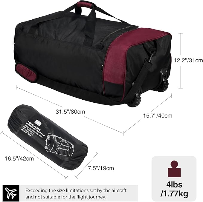 REDCAMP 85L/120L/140L Foldable Duffle Bag with Wheels, Large Travel Duffel Bag