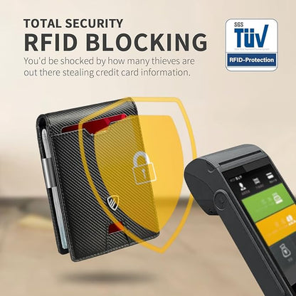 RUNBOX Mens Slim Wallet with Money Clip RFID Blocking Bifold Credit Card Holder for Men with Gift Box